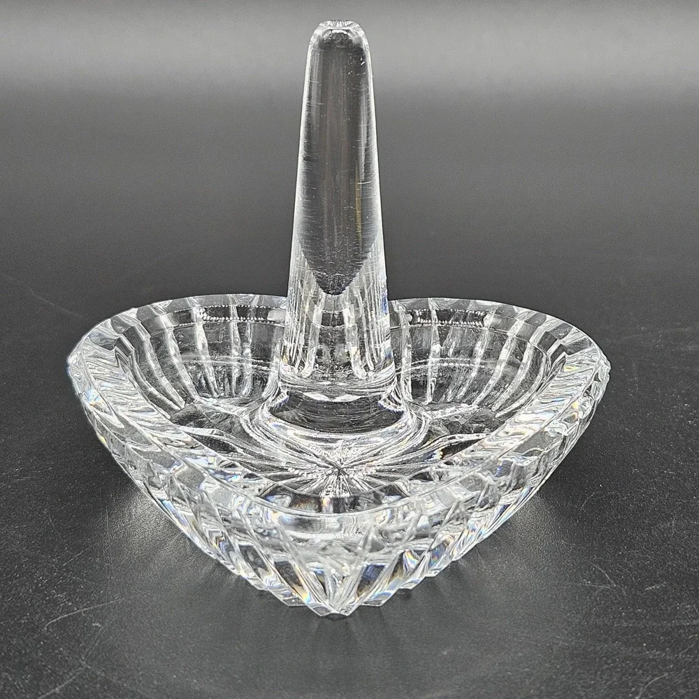 Marquis Waterford Crystal Heart Shaped Ring Jewelry Holder Trinket Dish Signed